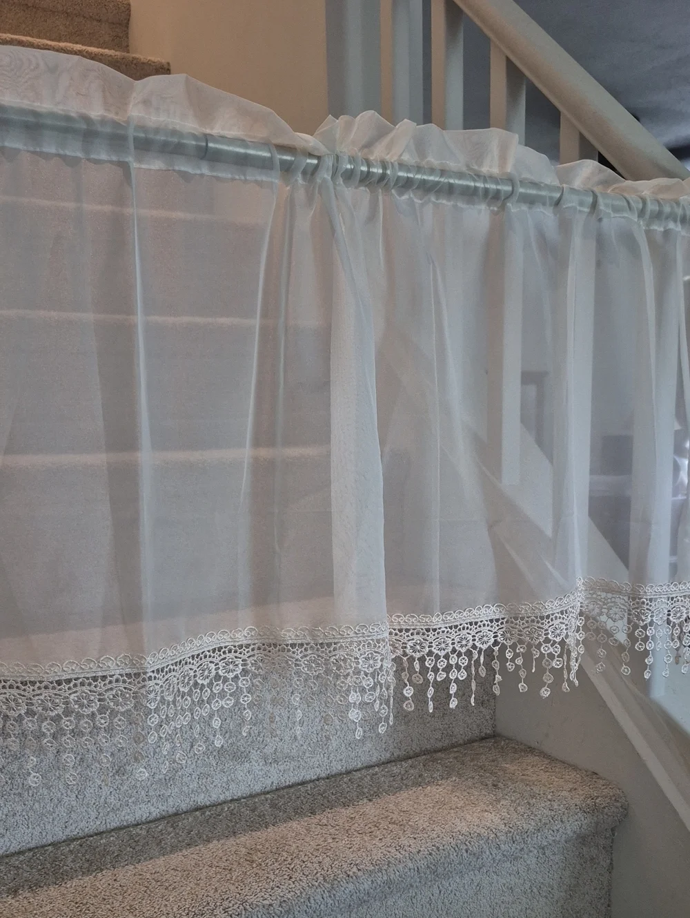Sheer White Lace Valance Curtain